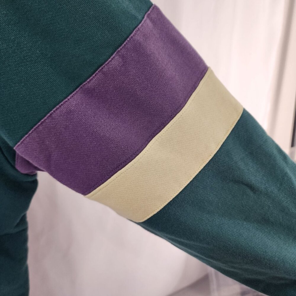 Levis Mens Relaxed Fit Hoodie L Green With Purple & Cream Stripes - Picture 9 of 16